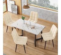 Moderno juego de comedor - Mesa rectangular de 117 x 68 cm con 4 sillas de terciopelo negro, muebles de cocina elegantes para una experiencia gastronómica elegante