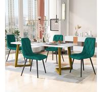 Moderno juego de comedor Recular 1 mesa y 4 sillas de terciopelo con patas en D Tapicería Bei Decoración del hogar perfecta para comedor cocina FC00061