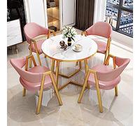 Moderno juego de comedor redondo para 5, 1 mesa y 4 sillas de mármol, muebles de cocina de mediados de siglo, elegante decoración del hogar, elegantes elementos esenciales para el comedor