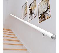 Moderno juego de escaleras de madera blanca - Sistema completo de barandilla para ancianos y discapacitados ajustable 30-140 cm, ideal para instalación en pared exterior (tamaño 120 cm)