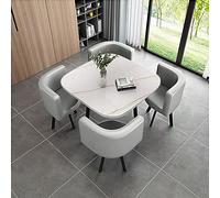 Moderno juego de escritorio y silla de oficina que ahorra espacio, mesa de conferencias con silla, mesa de reunión pequeña para el hogar u oficina, elegante diseño gris claro, perfecto para