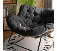Moderno juego de mecedora de gran tamaño con reposapiés, cómoda silla reclinable tapizada para patio y cojín grueso, color negro (con pedales)