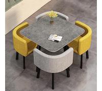 Moderno juego de mesa de café redonda y silla para comedor, negocios y reuniones, incluye 4 sillas, mesa de conferencias pequeña de oficina, Baumwollleinen 8