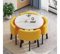 Moderno juego de mesa de centro redonda y silla, pequeña oficina, recepción, club, cocina, comedor, para 4 personas, elegante diseño combinado de negociación para ahorrar espacio
