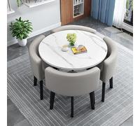Moderno juego de mesa de cocina redonda y sillas de tela, ahorro de espacio de comedor para oficina en casa o recepción