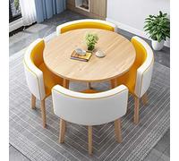 Moderno juego de mesa de comedor con 4 sillas, 80 cm, combinación de mesa de conferencia y silla para comedor, sala de reuniones o sala de reuniones, piel lisa y funcional