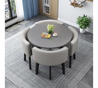 Moderno juego de mesa de comedor con 4 sillas de marco de metal, mesa de cocina redonda/cuadrada para 4 muebles de comedor duraderos, elegante grupo de mesa de comedor de 20,8 cm de altura