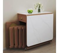 Moderno juego de mesa de comedor con 4 sillas, diseño plegable y armario de almacenamiento, mesa de cocina con cajón y puerta de armario de ratán, encimeras de pizarra (120 cm)
