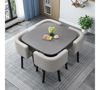 Moderno juego de mesa de comedor con 4 sillas, diseño redondo/cuadrado, marco de metal duradero, muebles de cocina y comedor para 4 personas, tamaño de mesa de 80 cm