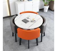 Moderno juego de mesa de comedor con 4 sillas integradas, diseño contemporáneo de piel pequeña para cocina y sala de estar, para comedor y oficina