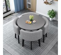 Moderno juego de mesa de comedor con 4 sillas, mesa de cocina cuadrada y redonda duradera con marco de metal, ideal para 4 personas, 27,80 cm de altura