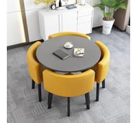 Moderno juego de mesa de comedor con 4 sillas, mesa de cocina redonda cuadrada para 4 muebles compactos de sala de conferencias y reuniones, elegante mesa de recepción para el hogar y la oficina