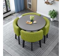 Moderno juego de mesa de comedor con 4 sillas, mesa de cocina redonda y cuadrada duradera y marco de metal, muebles de comedor para 4 personas, 21,80 cm de altura, diseño contemporáneo