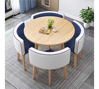 Moderno juego de mesa de comedor con 4 sillas, mesa de conferencias redonda y cuadrada, combinada de piel de 80 cm y diseño versátil para el hogar y la oficina
