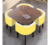 Moderno juego de mesa de comedor con 4 sillas, parte superior de MDF, fácil montaje para cocina y oficina, uso en conferencias, muebles elegantes y duraderos (DF46)