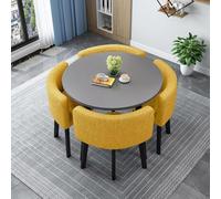 Moderno juego de mesa de comedor con 4 sillas redondas/cuadradas, marco de metal duradero, mesa de cocina para 4 personas, diseño elegante y ahorra espacio, 34,8 cm de altura
