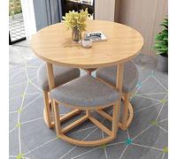 Moderno juego de mesa de comedor con marco de metal para 4 personas con sillas de espuma de alta resistencia, mesa redonda de espacio pequeño de 31.5 pulgadas, color gris claro, elegante juego de