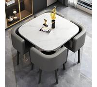 Moderno juego de mesa de comedor cuadrada con 4 sillas, diseño que ahorra espacio para cocina y sala de conferencias, piel elegante y funcional para espacios pequeños