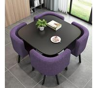 Moderno juego de mesa de comedor cuadrada con 4 sillas para cocina y sala de conferencias, mesa de recepción y silla, juego de mesa de bar de madera para 4 unidades que ahorran espacio, colección de