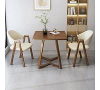 Moderno juego de mesa de comedor cuadrada con parte superior de grano de madera y marco de metal, comedor que ahorra espacio para apartamentos pequeños y salas de estar