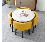 Moderno juego de mesa de comedor cuadrada con sillas, elegante mesa de recepción y silla, elegante mesa y sillas de mármol, juego simple de negociación de recepción de oficina, colores blanco y