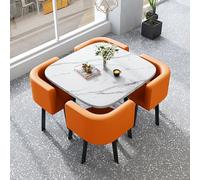 Moderno juego de mesa de comedor cuadrada de 4 piezas para espacios pequeños, negociación de negocios, mesa de comedor y sillas con estilo moderno, ideal para cocina o comedor (estilo 6)