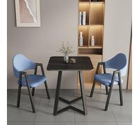 Moderno juego de mesa de comedor cuadrada de piedra sinterizada para espacios pequeños, mesa de comedor de cocina con sillas para 2-4 personas, mesa de centro y mesa auxiliar incluidas (C14, 70 x 70 x