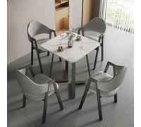 Moderno juego de mesa de comedor cuadrada de piedra sinterizada para espacios pequeños, mesa de comedor de cocina con sillas para 2-4 personas, mesa de centro y mesa auxiliar incluidas (C14, 70 x 70 x