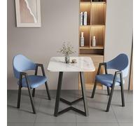 Moderno juego de mesa de comedor cuadrada de piedra sinterizada para espacios pequeños, mesa de comedor de cocina con sillas para 2-4 personas, mesa de centro y mesa auxiliar incluidas (C14, 70 x 70 x