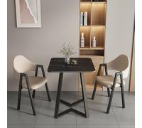 Moderno juego de mesa de comedor cuadrada de piedra sinterizada para espacios pequeños, mesa de comedor de cocina con sillas para 2-4 personas, mesa de centro y mesa auxiliar incluidas (C14, 70 x 70 x