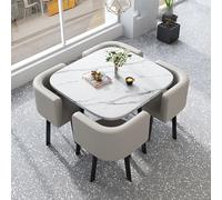 Moderno juego de mesa de comedor cuadrada para 4 personas con sillas, juego de mesa de cocina para espacios pequeños, muebles de comedor para negociación de negocios (estilo 3 tamaño: 4)