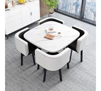 Moderno juego de mesa de comedor cuadrada para 4 personas, elegante mesa de desayuno con 4 sillas para cocina, oficina, sala de estar, comedor, elegante solución de comedor que ahorra espacio.