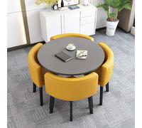 Moderno juego de mesa de comedor cuadrada redonda con 4 sillas de piel sintética, ahorro de espacio, muebles elegantes para conferencias y comedor, 80 cm, perfecto para espacios pequeños