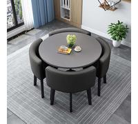 Moderno juego de mesa de comedor cuadrada redonda con 4 sillas de piel sintética, muebles de comedor que ahorran espacio, perfecto para comedor y conferencias, 80 cm