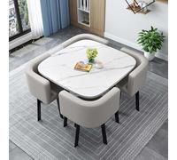 Moderno juego de mesa de comedor cuadrada redonda con 4 sillas, elegante mesa de conferencias y muebles de comedor de 31.5 pulgadas, perfecto para familias y reuniones