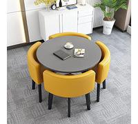 Moderno juego de mesa de comedor de 4 piezas con sillas de tela que ahorra espacio, mesa de cocina para el hogar, oficina, recepción, comedor, 80 x 80 x 75 cm, A18