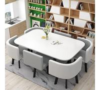 Moderno juego de mesa de comedor de 7 piezas con mesa de bar y sillas, ideal para 6 personas en comedor, cocina, restaurante y sala de estar, colección de muebles elegantes (90 x 150 cm)