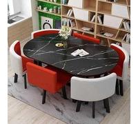 Moderno juego de mesa de comedor de 7 piezas con mesa ovalada y 6 sillas para cocina, sala de estar y sala de reuniones, colección de muebles contemporáneos