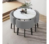 Moderno juego de mesa de comedor de cocina con 4 sillas, mesa redonda de barra de desayuno para espacios pequeños, muebles de oficina simples para sala de conferencias, mesa compacta y juego de sillas