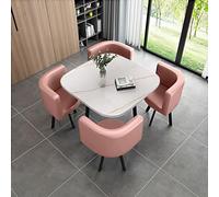 Moderno juego de mesa de comedor de negocios con sillas, muebles que ahorran espacio para negociaciones de negocios, adecuado para decoración de salón y sala de estar, opción de color rosa L.