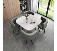 Moderno juego de mesa de comedor de negocios con sillas, muebles que ahorran espacio para negociaciones de negocios y sala de estar, color gris, L