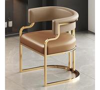 Moderno juego de mesa de comedor dorado con patas de metal, sillas tapizadas de piel sintética, ideal para comedor, cocina, tocador, sala de estar, colección de muebles de lujo
