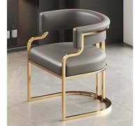Moderno juego de mesa de comedor dorado con patas de metal, sillas tapizadas de piel sintética, ideal para comedor, cocina, tocador, sala de estar, colección de muebles de lujo (B)
