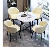 Moderno juego de mesa de comedor minimalista de madera para 4 personas, redonda, 80 cm, elegante escritorio de sala de estar y cocina con sillas, diseño que ahorra espacio, perfecto para espacios