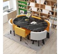 Moderno juego de mesa de comedor para 6 personas, ideal para cocina/sala de reuniones, mesa de negociación multifuncional y mesa de conferencias para ahorrar espacio (color: Geel)