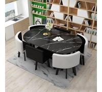 Moderno juego de mesa de comedor para 6 personas, ideal para cocina, sala de reuniones, mesa de negociación y mesa de conferencias, diseño de ahorro de espacio, color negro