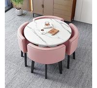 Moderno juego de mesa de comedor para oficina, hotel, vestíbulo, mesa de centro de negocios, mesa de oficina y silla, para zona de ocio, balcón o mesa redonda pequeña. Incluye 1 mesa y 4 sillas en