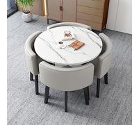 Moderno juego de mesa de comedor para oficina, hotel, vestíbulo, mesa de centro de negocios, mesa de oficina y 4 sillas para zona de ocio o balcón. Pequeña mesa redonda en color gris oscuro para un