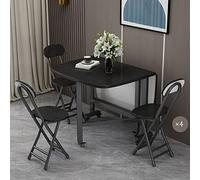 Moderno juego de mesa de comedor plegable con 4 sillas, diseño que ahorra espacio, ruedas giratorias de 360°, movibles, color negro, 100 x 60 cm, perfecto para espacios pequeños