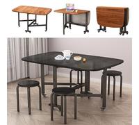 Moderno juego de mesa de comedor plegable extensible para espacios pequeños, no requiere montaje, mesa de cocina de madera con 4 sillas, diseño versátil (E 99 x 61 x 76 cm)
